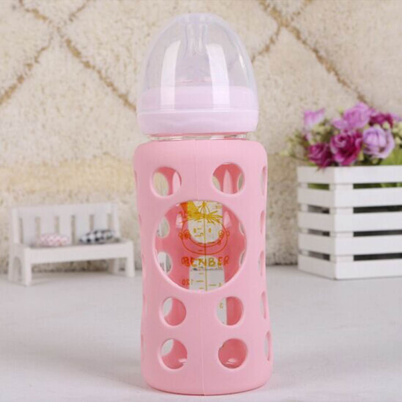 玻璃奶瓶 高耐热 宽口径宝宝玻璃大奶瓶 240ml贝恩宝奶瓶