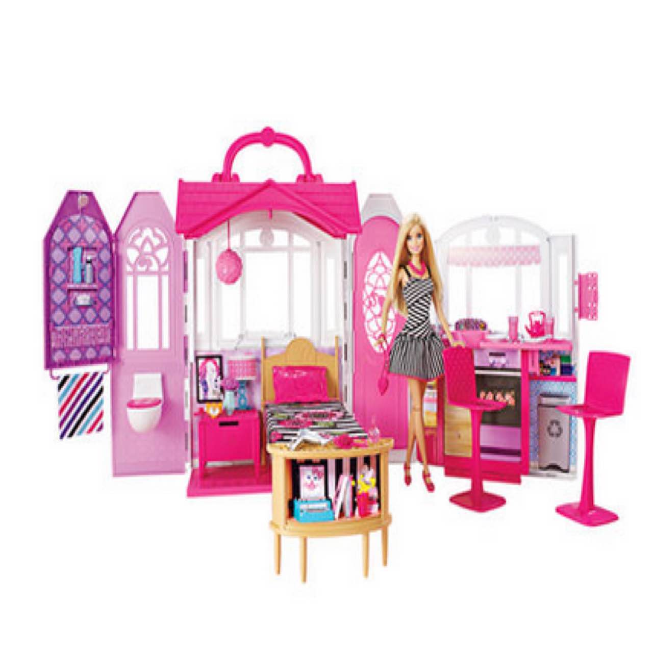 Barbie芭比闪亮度假屋豪华女孩玩具屋生日礼物芭比娃娃套装大礼盒