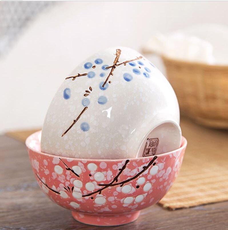 日式梅花陶瓷碗家用成人吃饭碗 创意儿童餐具小碗面碗汤logo定制