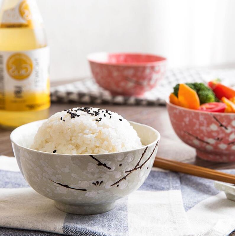 日式梅花陶瓷碗家用成人吃饭碗 创意儿童餐具小碗面碗汤logo定制