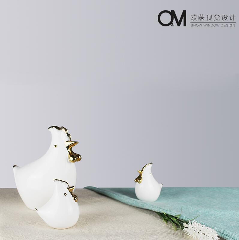 欧式简约现代小工艺品家居客厅装饰品创意陶瓷高档小饰品小鸡摆件