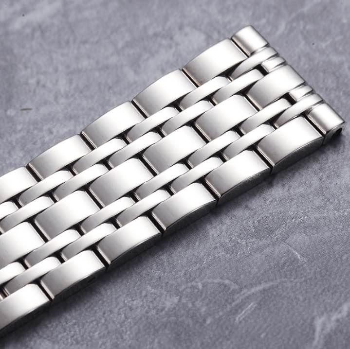 手表带男女七珠实心不锈钢带通用平接口表链表带18/20/22mm包邮