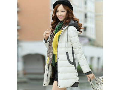 2013冬装新款韩版女装连帽中长款修身加厚棉衣外套