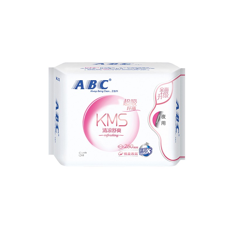 ABC日用纤薄棉柔表层卫生巾+夜用+甜睡夜用（共4包）